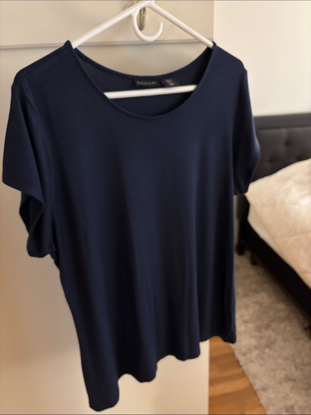Tahari Navy Short-Sleeve Scoop Neck Tee